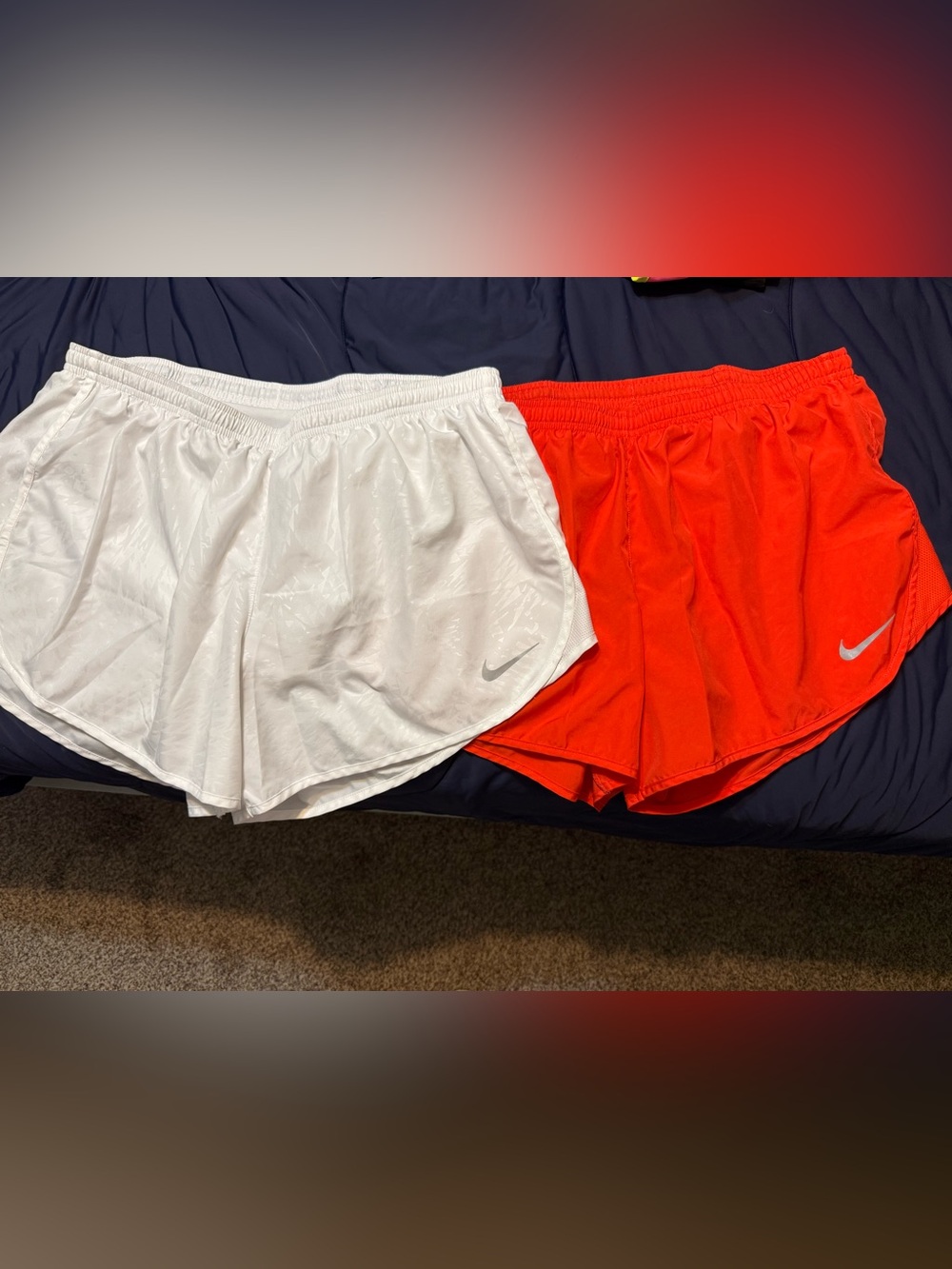 Nike Women’s Dri-FIT Running Shorts — White & Orange